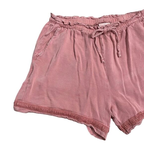 Knox Rose Blush Pink High Waisted Drawstring Pull On Shorts Women’s Small Pocket - Picture 2 of 6